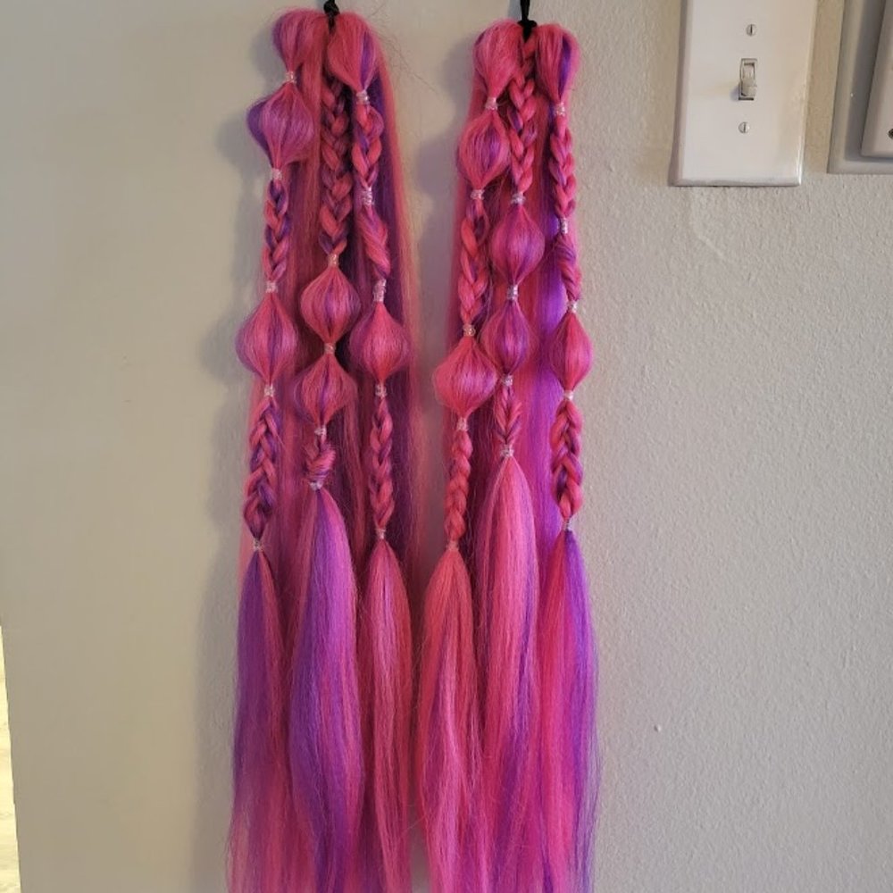 Pink/Purple Rave Braid Ponytail Tie In Extensions
